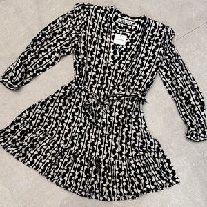 NWT Zara “The Paula Dress” Black and White Patterned Dress